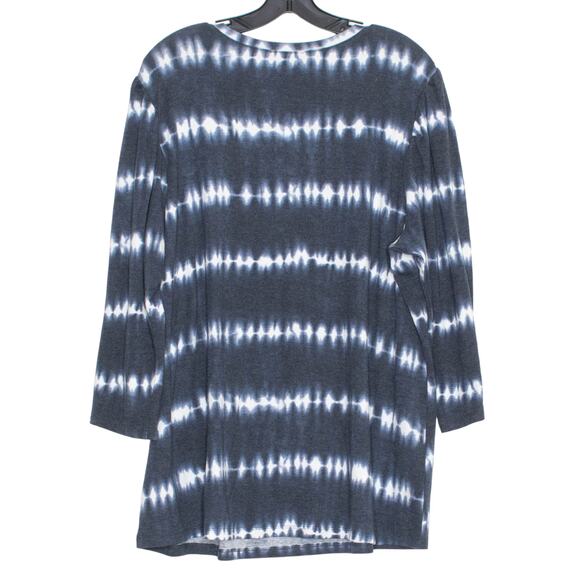 NWT Lane Bryant Womens Top 3/4 Sleeve Tie Dye Crewneck Blue White Plus 18/20 DX - Picture 2 of 6